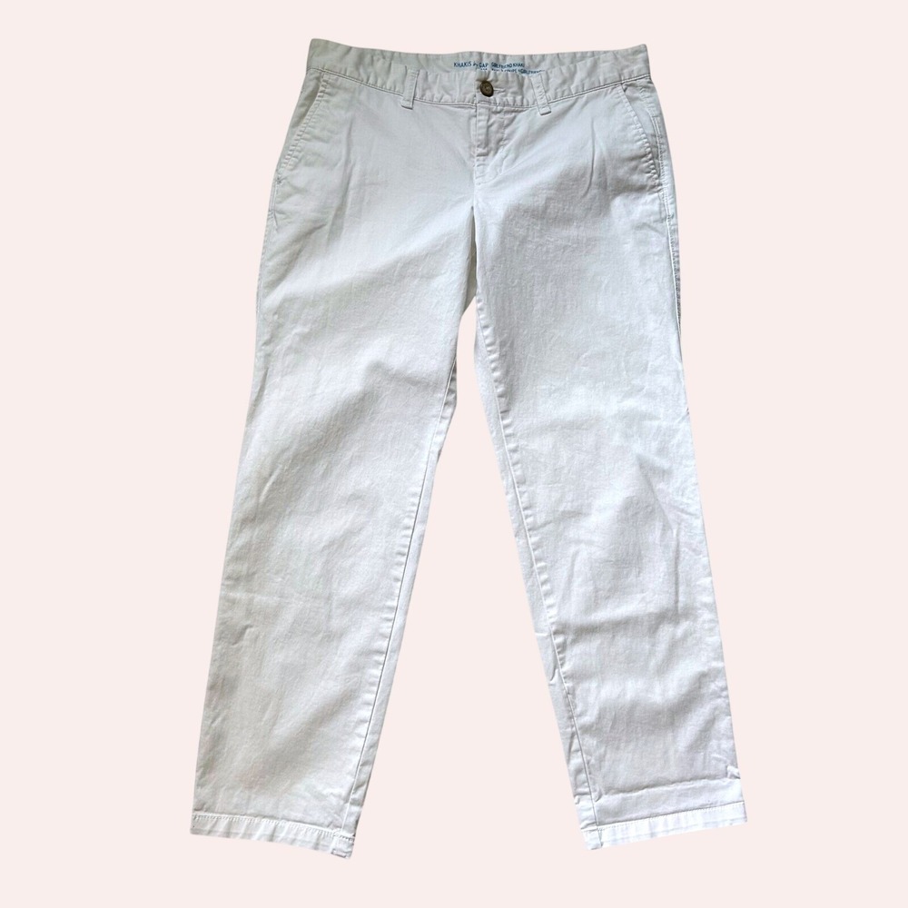 Gap Girlfriend Khaki Pants Womens 6R White Straight Leg Chino Stretch Mid Rise